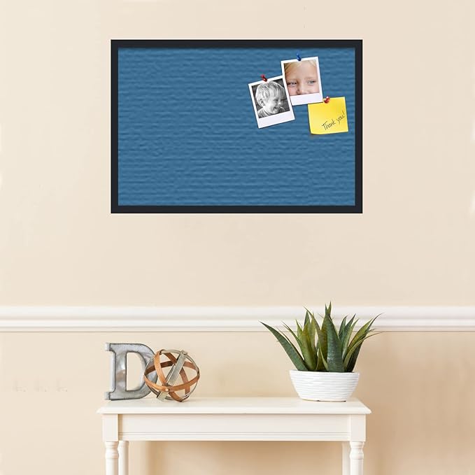 PinPix 30x20 Inch Cork Bulletin Board. This Decorative Framed Pin Board Comes with Navy Pastel Design and a Satin Black Frame. Ideal for Home Office Decor or Message Board (PinPix-1811)-DeskLoop Office