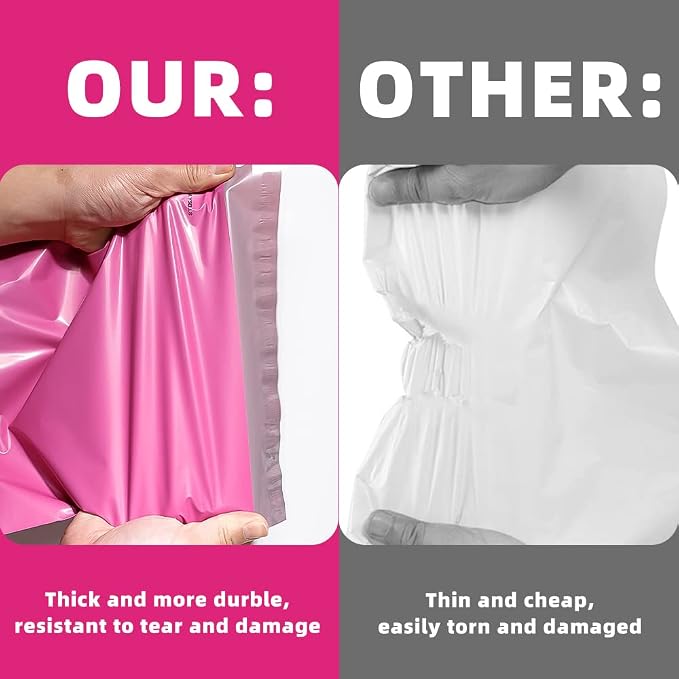 POLYSELLS 500 pcs 12x15.5 Inches Pink Poly Mailers Shipping Envelopes, Strong - Image 4