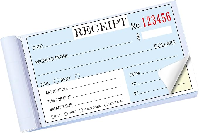 2 Packs Receipt Book with Carbon Copies, Receipt Book by Yeplan