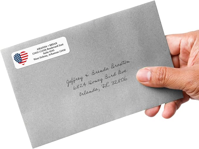 American Flag Heart Rolled Address Labels/Roll of 500 Personalized Return - Image 3