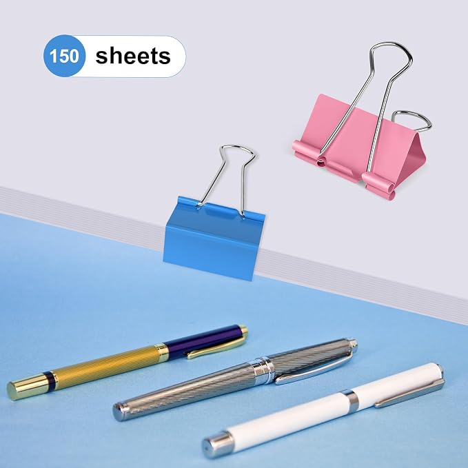 Ufmarine Large Binder Clips 1.6 inch Length, Colorful Paper Clips Large - Image 2