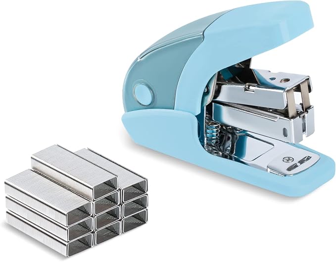 PAPERPAL Effortless Mini Stapler Set, 20 Sheet Capacity, Light Blue | Mini by PAPERPALDirect