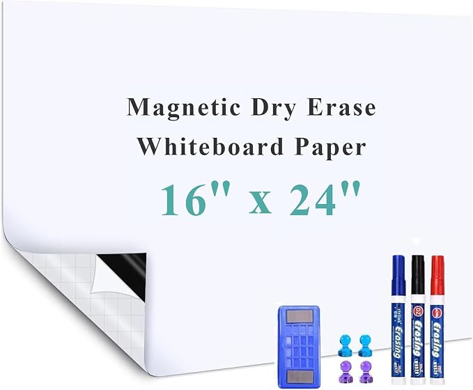 Self-Adhesive Office Whiteboard Sticker: 16" x 24" Magnetic Receptive Dry Erase by Warasee