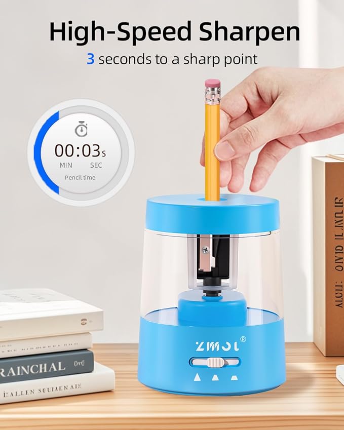 ZMOL Colored Pencil Electric Sharpener, Auto Stop, Plug-in Small Electric - Image 5