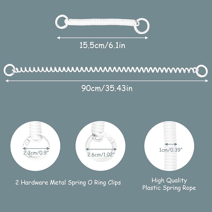 ID Badge Holder with Keychain, Spring Rope, and Metal Ring – Slide-Open Plastic - Image 4