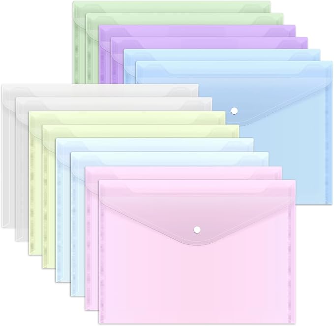 EOOUT 14pcs Plastic Envelopes, Plastic Folders by EOOUT