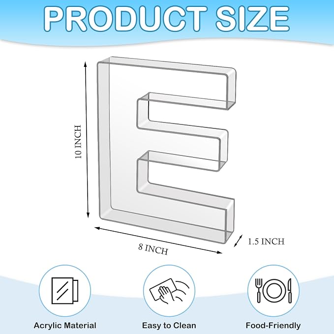 10" E Clear Acrylic Letter Charcuterie Board Box, Reusable Fillable Decorative - Image 2