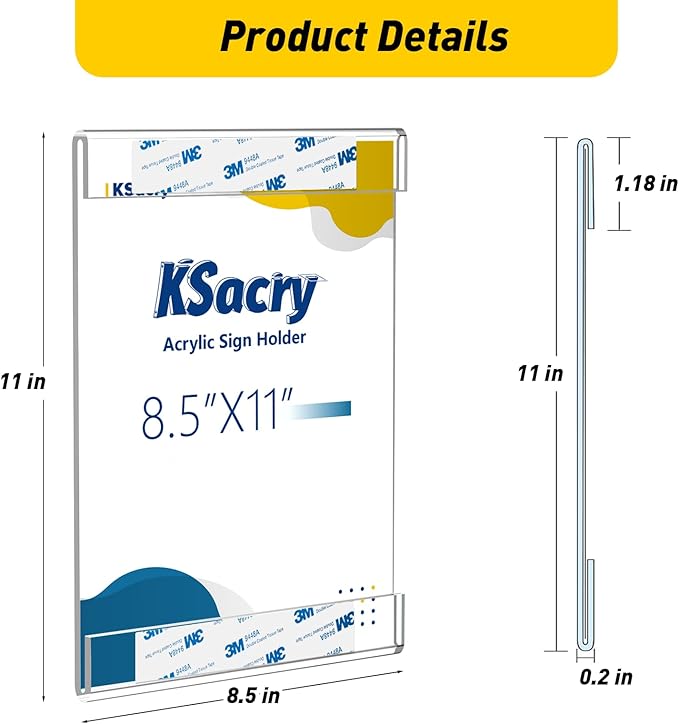 KSacry 6 Pcs Acrylic Sign Holder 8.5 x 11, Vertical Wall Mount Sign Holders - Image 6