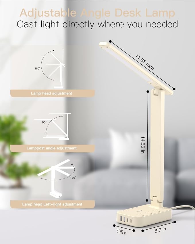 Addtam LED Desk Lamp, Power Strip - Image 4