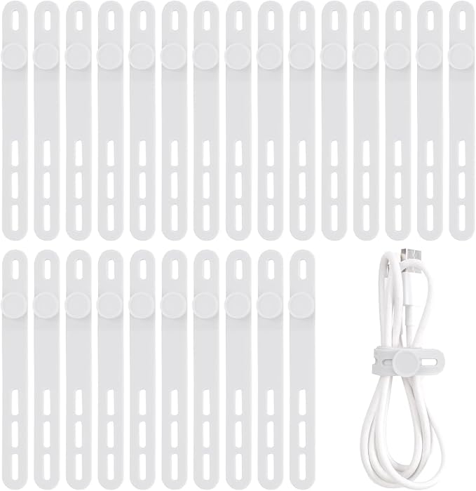 Oligei 25 Pcs Silicone Cable Ties, Cable Ties Reusable, High Elasticity Cord by Oligei