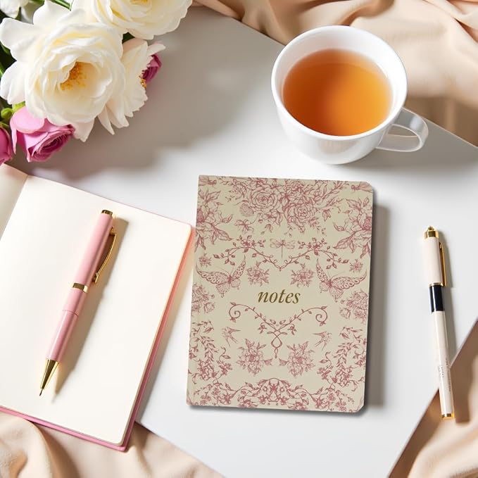 Pearhead Hardcover Journal Notebook 6x8 – Red Toile Botanical Dragonfly Print - Image 5