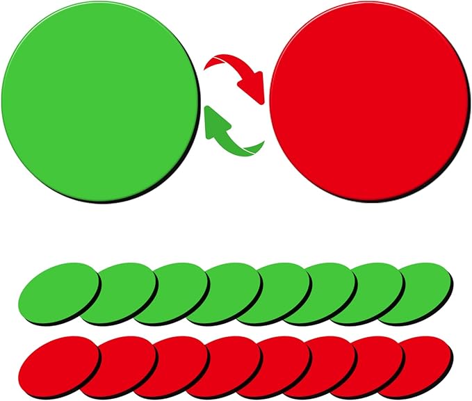 25 Pcs 1” Double-Sided Red Green Magnets, Flip Over Colored Magnetic Dots for Whiteboard, Refrigerator, Office (25, Red/Green-Colors)-DeskLoop Office