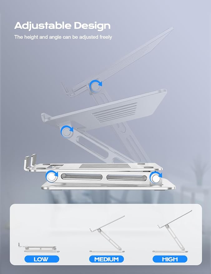 LOXP Adjustable Laptop Stand, Portable Laptop Riser, Aluminum Laptop Stand - Image 3