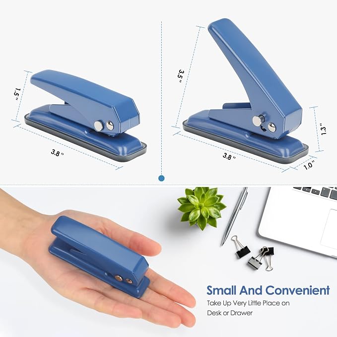 MROCO Single Hole Punch 1/4", 20 Sheet Punch Capacity, Non-Skid Base - Image 5