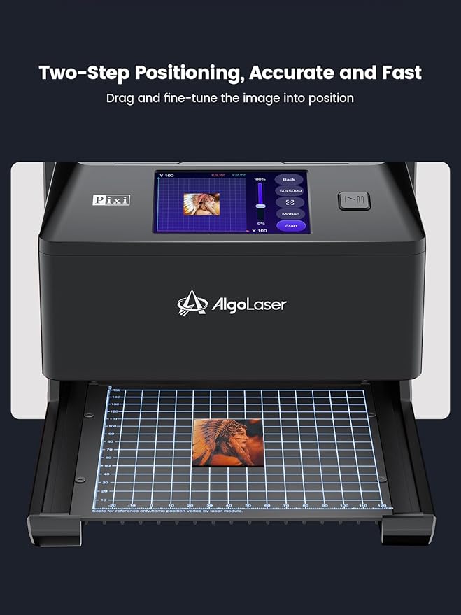 AlgoLaser 5W Smart Laser Engraver Machine: Portable Laser Engraver with 3.5" Touchscreen & 2.0 AlgoOS System - Hand Draw/Wireless Transmission/SD Card/Offline - Laser Engraving for Wood, Leather-DeskLoop Office