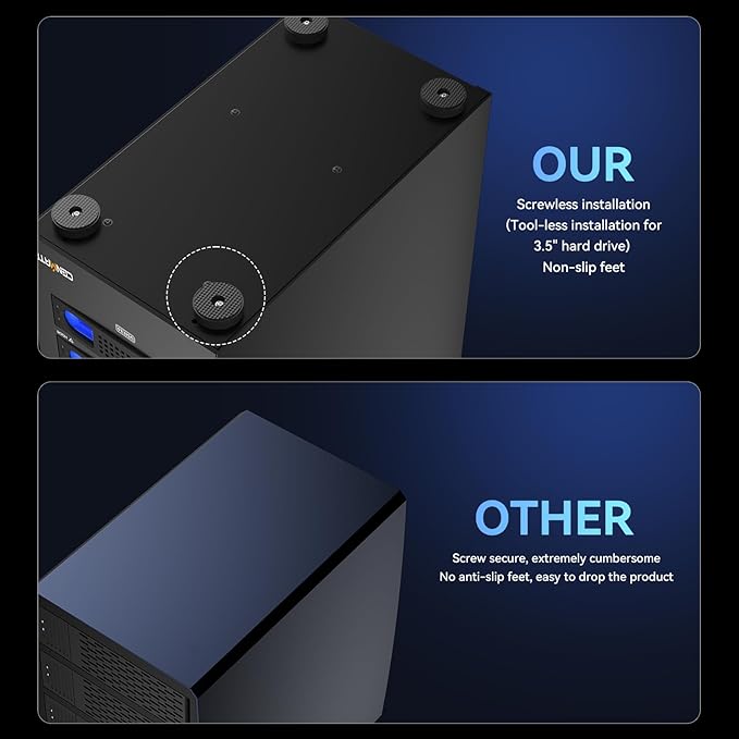 8 Bay Hard Drive Enclosure with Cooling Fan for 2.5/3.5" SATA HDD/SSD with USB A/C 3.0 Cable, 3.5 Hard Drive Enclosure Supports 160TB Capacity, Tool-Free HDD Enclosure, DAS(NO RAID/NAS)-DeskLoop Office