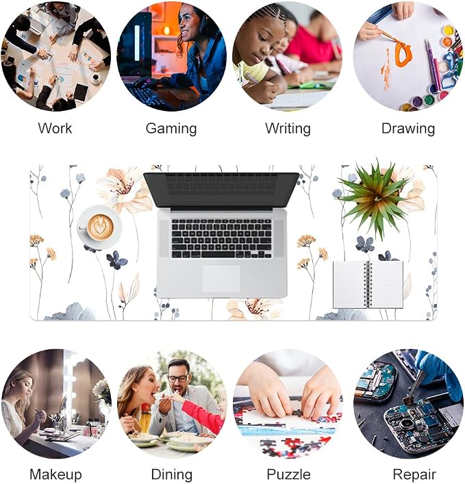 QIYI Large Mouse Pad, Floral Desk Mat - Image 7