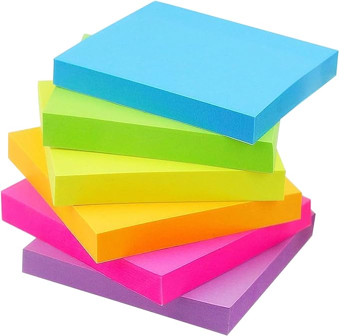 Early Buy Sticky Notes 6 Bright Color 6 Pads Self-Stick Notes 3 in x 3 in by EarlyBuy
