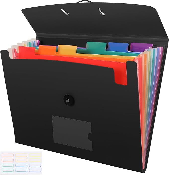 7 Pocket Accordian File Folders, Expanding File Folder A4 Letter Size Paper by CASAON