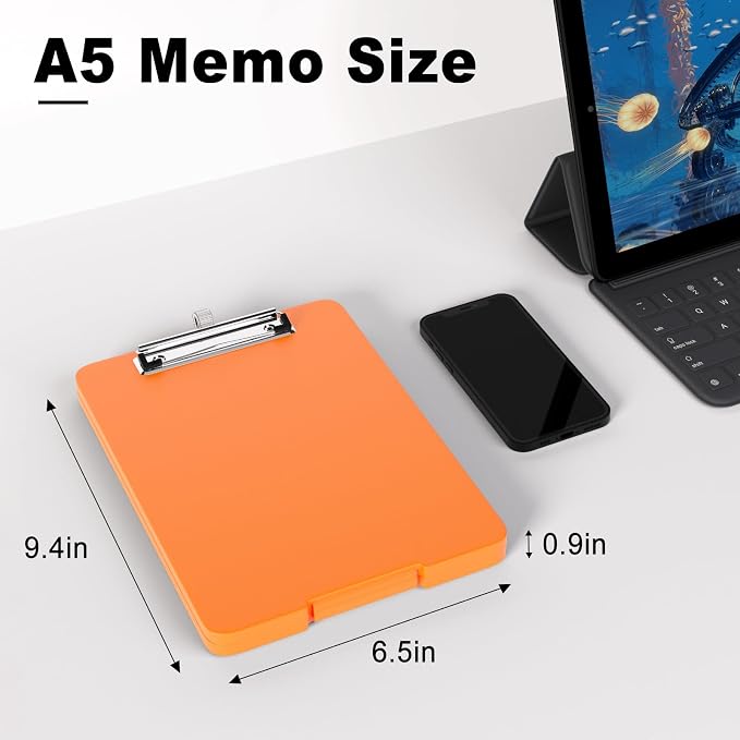 Hongri A5 Clipboard with Storage, Metal Retractable Pen Holder, 6 x 9'' Nursing - Image 2