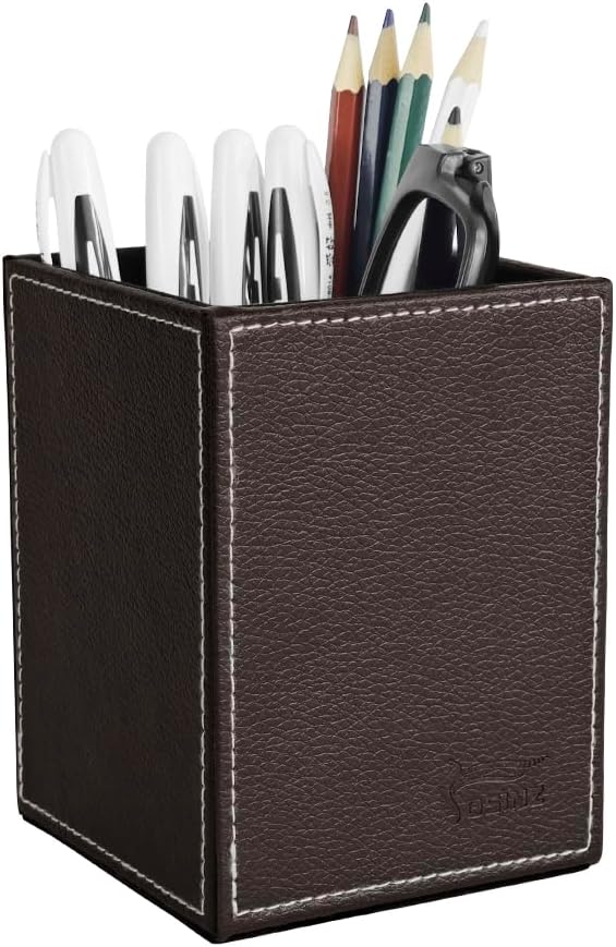 Pen Pencil Holder Cup Container PU Leather Desk Organizer Stand Decor Brush by Fosinz
