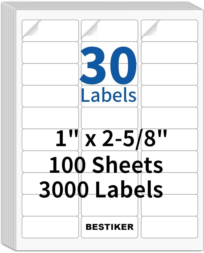 3000 Address Labels, BESTIKER 1” x 2-5/8” Printable Mailing Label by BESTIKER