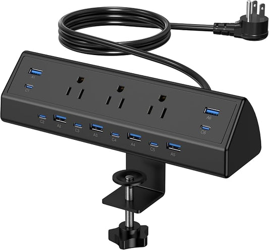 Jgstkcity 130W Desk Clamp Power Strip, 12 USB Ports, Surge Protector, ETL by Jgstkcity