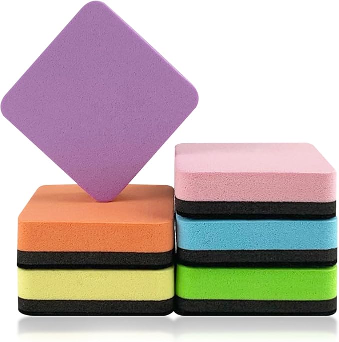 6 Pack Dry Erase Erasers, 2 x 2 Inches Magnetic Whiteboard Eraser Cleaner by HANWER