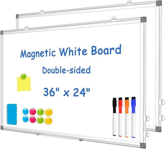 WALGLASS 2 Pack White Board, Hanging Mounted Whiteboard, Horizontal or Vertical by WALGLASS