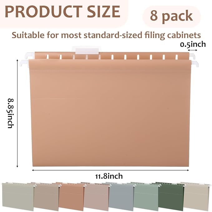 gisgfim 8pack Poly Plastic Hanging File Folders Letter Size 11.8 x 8.85 Inches - Image 2