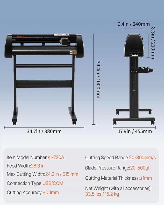 VEVOR 28-inch Cutting Machine for Vinyl, Features LCD Screen, Dual Adjustable - Image 7