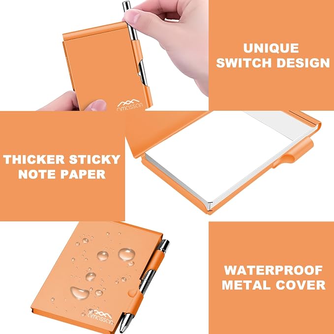 amassan Metal Small Notebook, Mini Notepad, Small Pocket Notepad Aluminum Note - Image 4