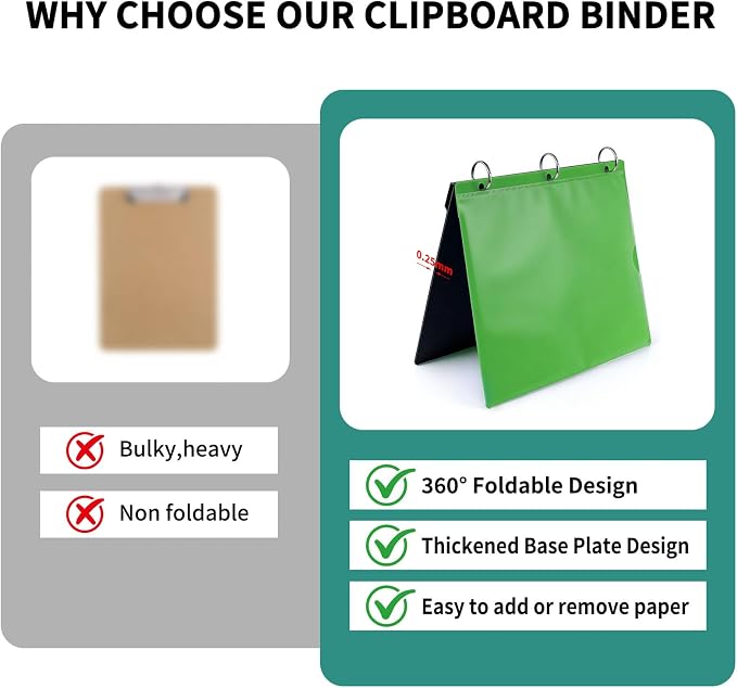 Tashkummy 360° Pivotable 3 Ring Clipboard Binder, Foldable Binders 1 Inch Fits - Image 7