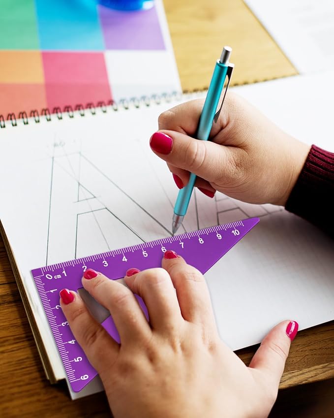 Honagu Triangular Ruler Set, 4 Pieces Aluminum Alloy Ruler, Metal Drafting Ruler - Image 3