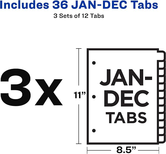 Avery Jan-Dec Dividers for 3 Ring Binders, 12 Tabs per Set, Pre-Printed Black - Image 5