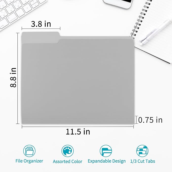 36 Packs Colored File Folders, Two Tone Color File Folder 8.5 x 11 Inch - Image 2