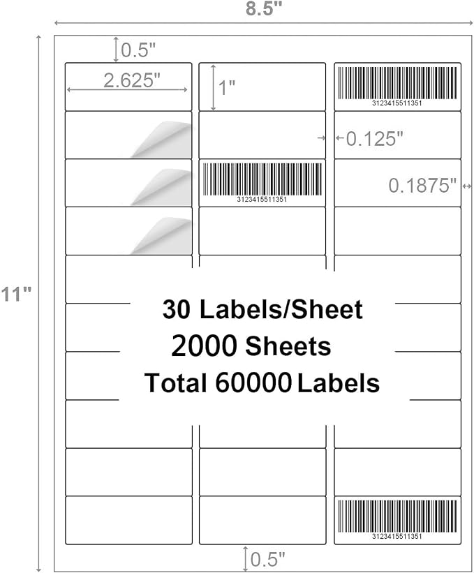 1" X 2-5/8" Address Labels, 30 UP Shipping Label - Image 7