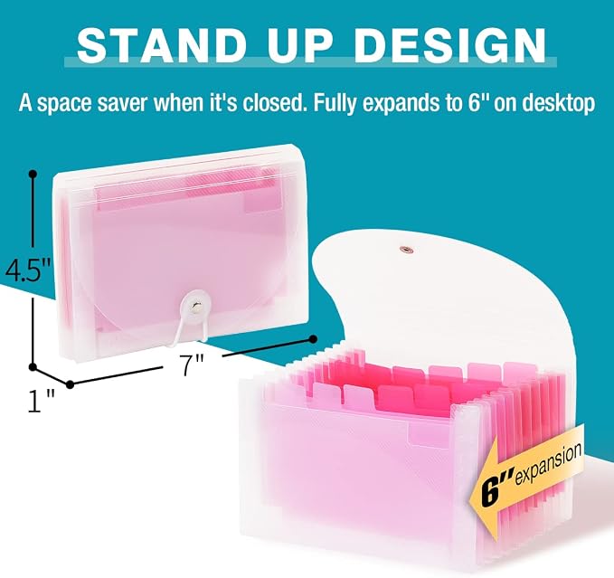 H4D Coupon Receipt Holder, 13 Pocket Accordion File Organizer, 7x4.5 Inches - Image 2