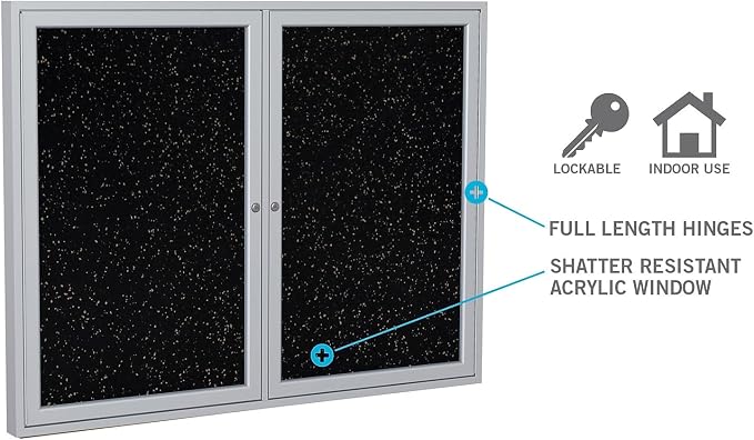 Ghent 36"x36" 1-Door indoor Enclosed Recycled Rubber Bulletin Board, Shatter - Image 5