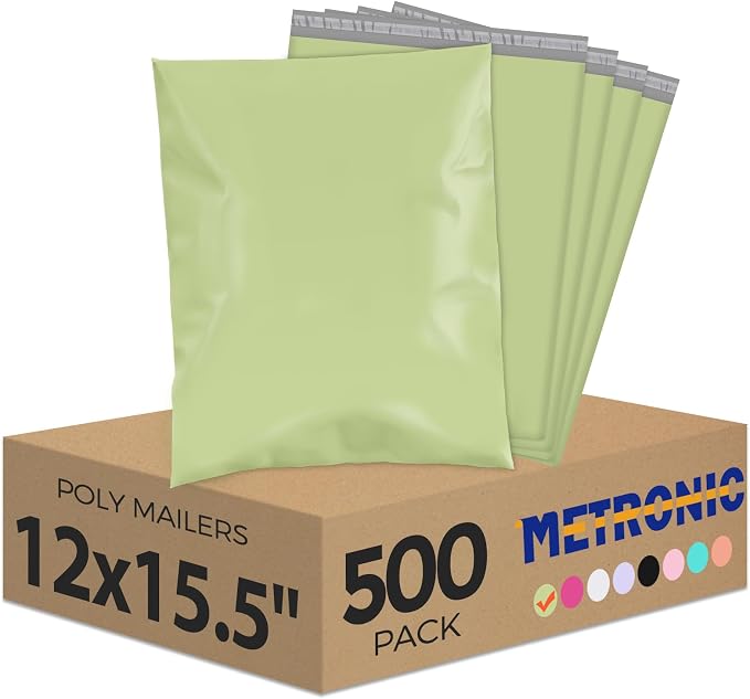 Metronic Poly Mailers 12x15.5 500 Pcs | Medium Size Shipping Bags by METRONIC