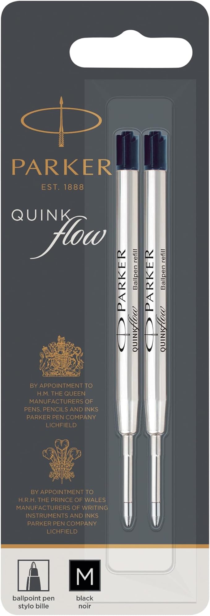 PARKER QUINKflow Ballpoint Pen Ink Refill, Medium Tip, 2 Pack - Image 8
