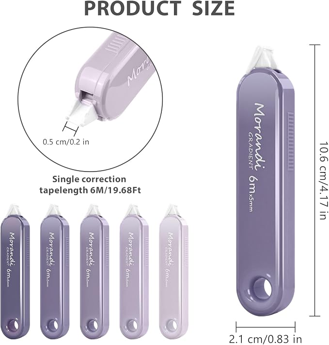 5-Piece Correction Tapes, Aesthetic Cute White Pull Out Tape, Quick Dry - Image 2