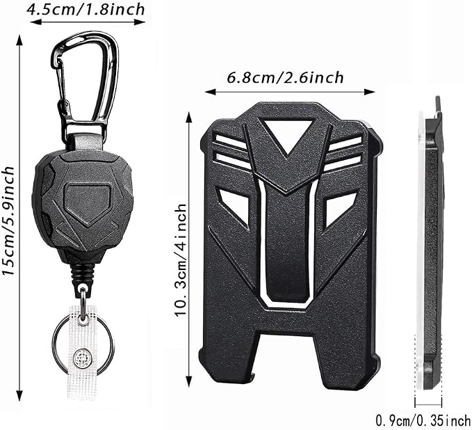 Badge Holder Retractable Clip Heavy Duty Carabiner Badge Reel Keychain - Image 3