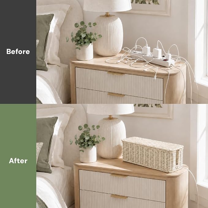 Cable Management Box, Handmade Rattan Cable Organizer - Image 5