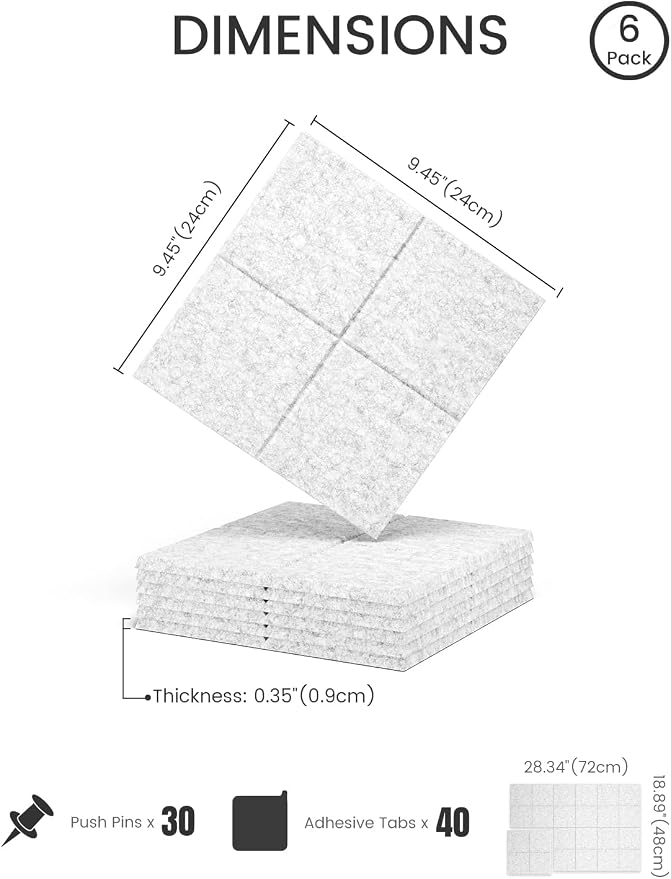 Felt Bulletin Board Tiles -28"x18" Cork Board Alternative - Image 2