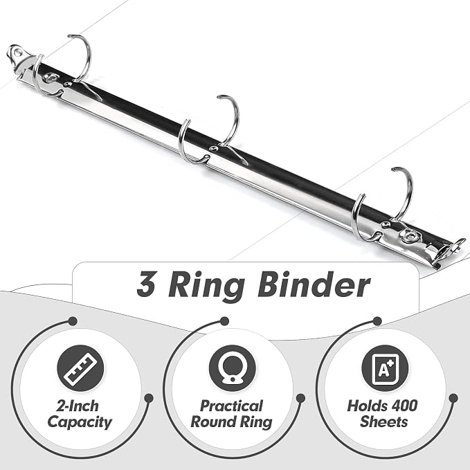 3 Ring Binder 2 Inch, PANDRI 6 Pack 2-Inch Binder Fits Letter Size 8.5'' x 11'' - Image 4