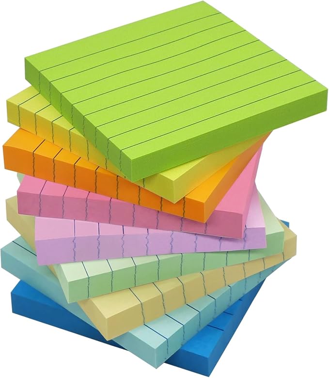 HQCME 9 Pack Lined Sticky Notes 3x3 in Post Sticky Notes by HQCME