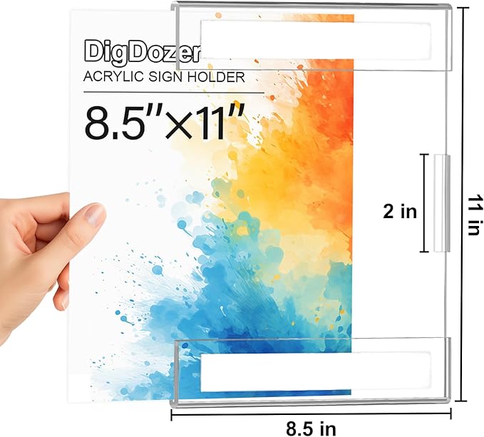 12 Pcs Acrylic Sign Holder 8.5 x 11, Dual-Purpose Wall Mount Sign Holders - Image 2