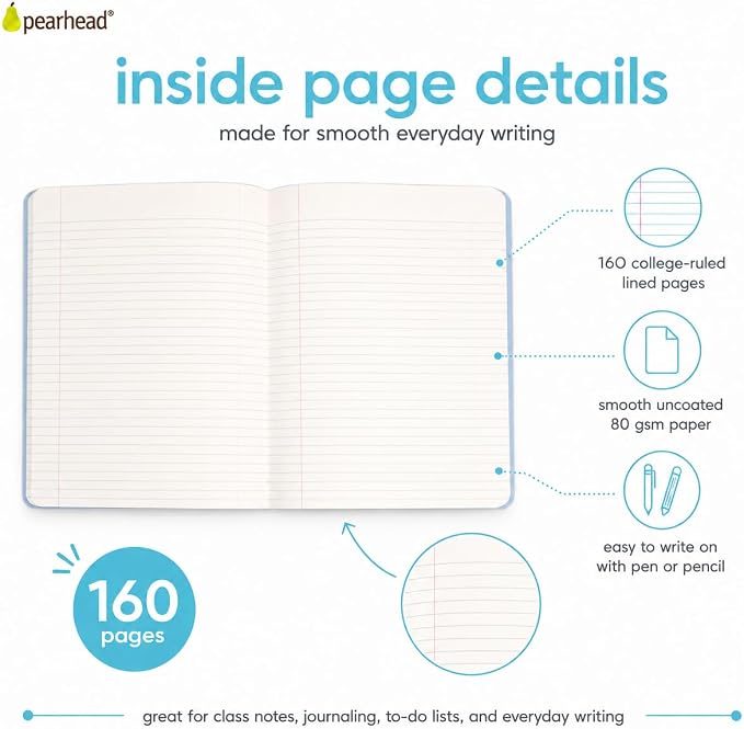 Pearhead Butter Composition Notebook — College-Ruled, 160 Pages, 7.5" x 9.75" - Image 3