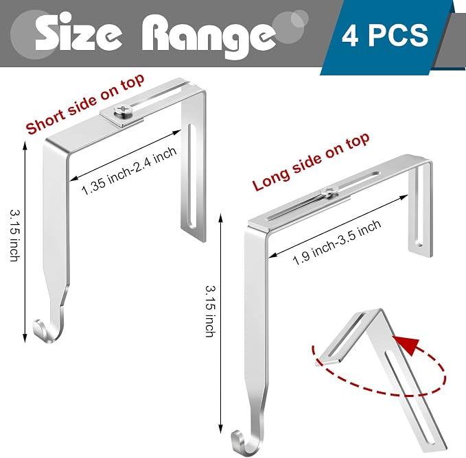 Amylove 4 Pcs Adjustable Cubicle Hanger Universal Partition Metal Cubicle Hooks - Image 2